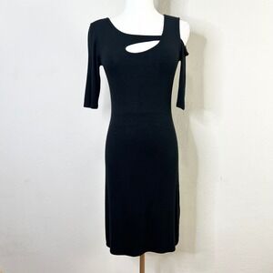 GOLDRAY Mini Dress Modal Black Ribbed Cutout Bodycon Short‎ Sleeve Size Small